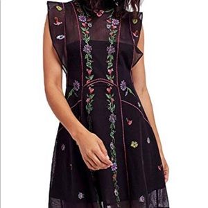 Free People Riviera Black mesh tea dress